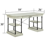 Scrivania industriale Mid-Century per 1 persona, grigia/naturale/bianco antico, 150 cm L