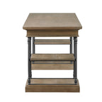 Scrivania industriale Mid-Century per 1 persona, grigia/naturale/bianco antico, 150 cm L
