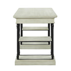Scrivania industriale Mid-Century per 1 persona, grigia/naturale/bianco antico, 150 cm L