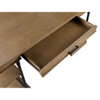 Scrivania industriale Mid-Century per 1 persona, grigia/naturale/bianco antico, 150 cm L