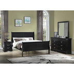 Set camera da letto 6 pezzi in stile slitta nero – King / Queen / Full / Twin