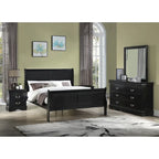 Set camera da letto 6 pezzi in stile slitta nero – King / Queen / Full / Twin
