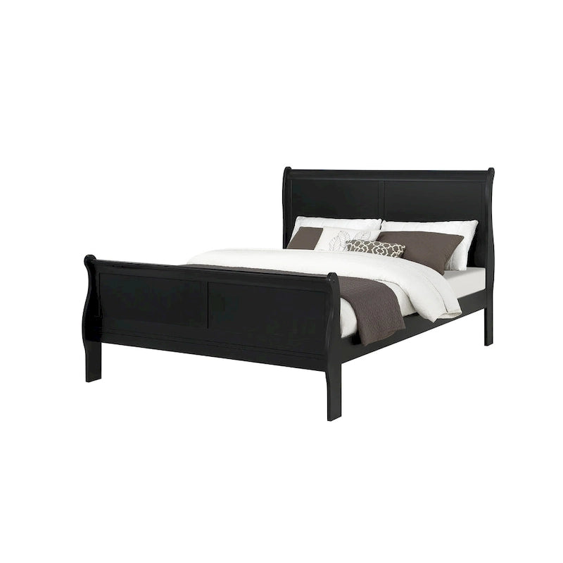 Set camera da letto 6 pezzi in stile slitta nero – King / Queen / Full / Twin