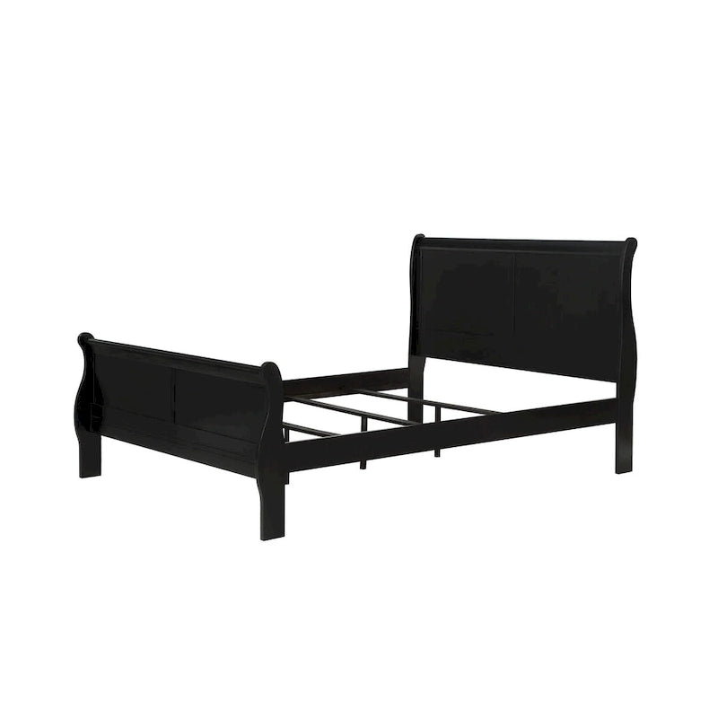 Set camera da letto 6 pezzi in stile slitta nero – King / Queen / Full / Twin