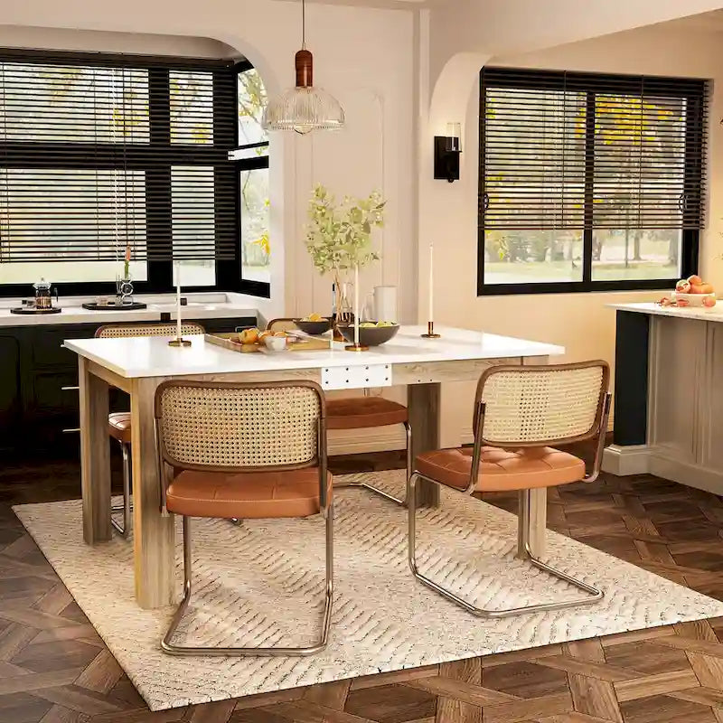 Tavolo da pranzo allungabile in rovere bianco, stile moderno, 4-6 posti