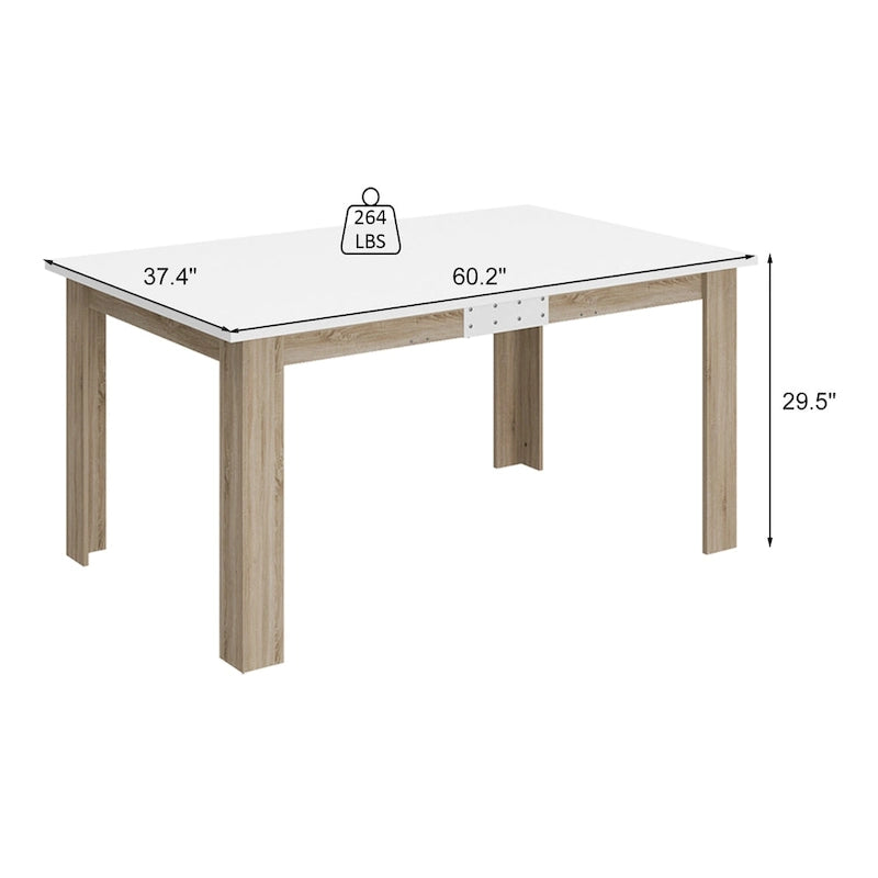 Tavolo da pranzo allungabile in rovere bianco, stile moderno, 4-6 posti