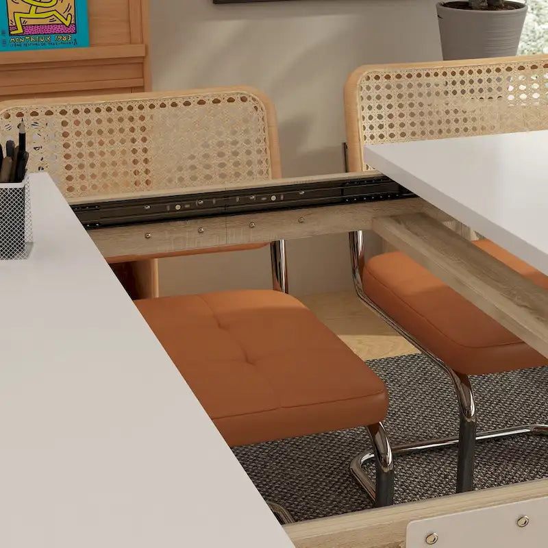 Tavolo da pranzo allungabile in rovere bianco, stile moderno, 4-6 posti