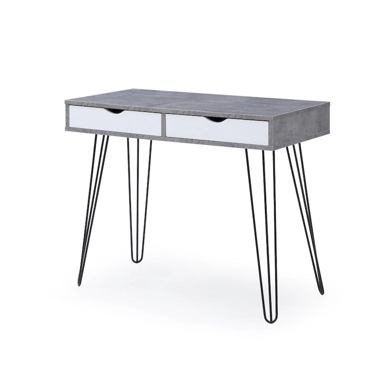 Scrivania da ufficio per 1 persona a 2 cassetti in stile moderno di metà secolo, colore grigio