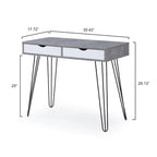 Scrivania da ufficio per 1 persona a 2 cassetti in stile moderno di metà secolo, colore grigio