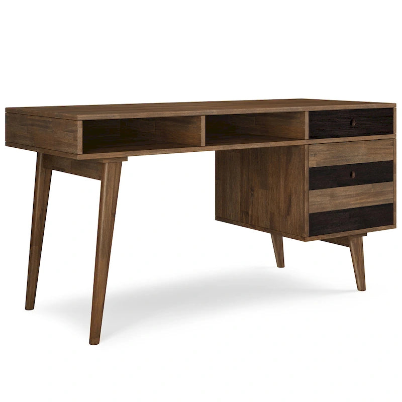 Scrivania contemporanea rustica marrone invecchiato naturale da 60" con cassetti