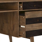 Scrivania contemporanea rustica marrone invecchiato naturale da 60" con cassetti