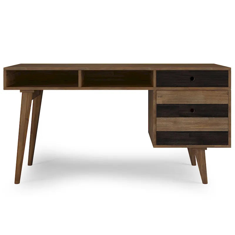 Scrivania contemporanea rustica marrone invecchiato naturale da 60" con cassetti
