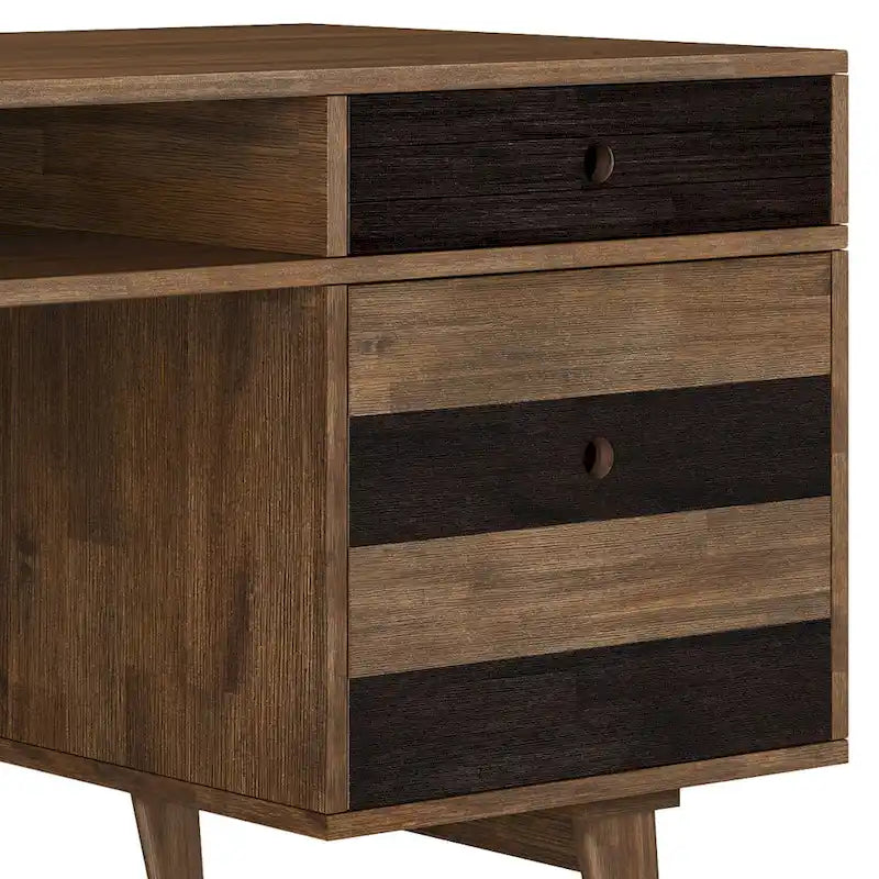 Scrivania contemporanea rustica marrone invecchiato naturale da 60" con cassetti