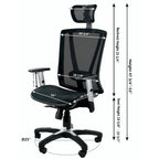 Sedia da ufficio ergonomica marrone con schienale alto in rete, braccioli regolabili e poggiatesta, 1 persona