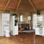 Mobiletto da bagno autoportante White Farmhouse con porta scorrevole a granaio, montaggio da 1 persona