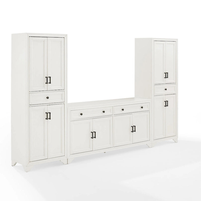 Set di 3 credenze e dispensa in stile rustico bianco anticato