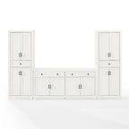 Set di 3 credenze e dispensa in stile rustico bianco anticato
