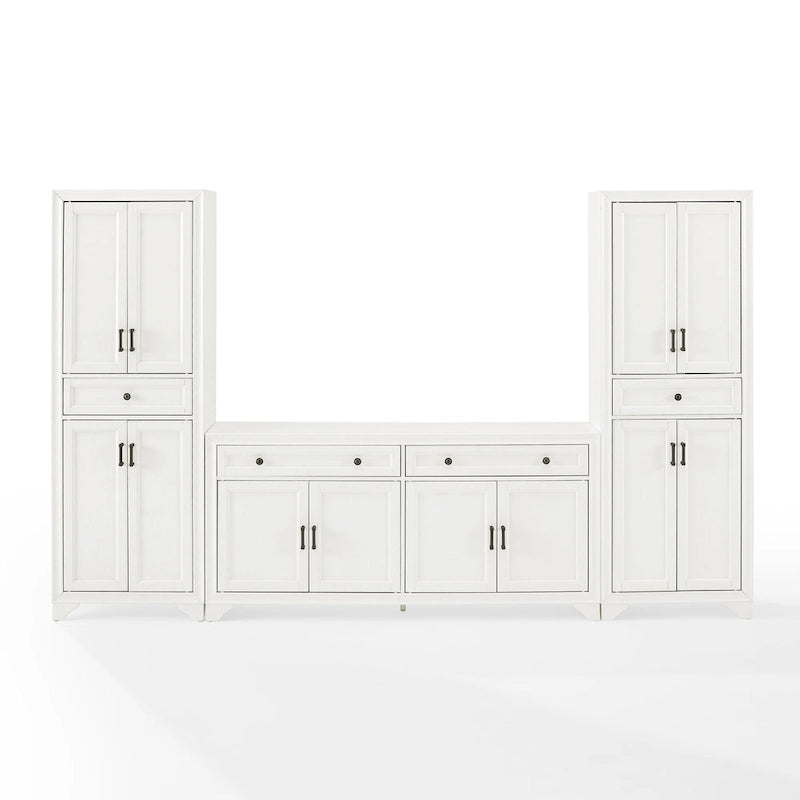 Set di 3 credenze e dispensa in stile rustico bianco anticato