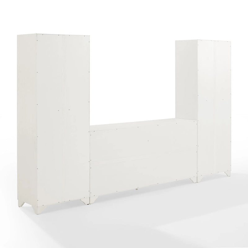 Set di 3 credenze e dispensa in stile rustico bianco anticato