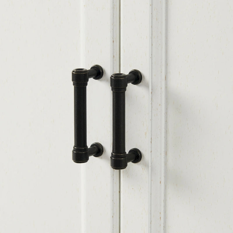 Set di 3 credenze e dispensa in stile rustico bianco anticato