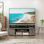 Mobile TV grande in Rovere Francese Grigio con ripiani aperti e ante, adatto a TV fino a 55"