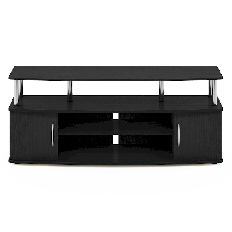 Mobile TV grande in Rovere Francese Grigio con ripiani aperti e ante, adatto a TV fino a 55"