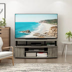 Mobile TV grande in Rovere Francese Grigio con ripiani aperti e ante, adatto a TV fino a 55"