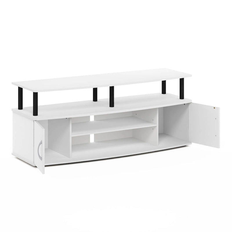 Mobile TV grande in Rovere Francese Grigio con ripiani aperti e ante, adatto a TV fino a 55"