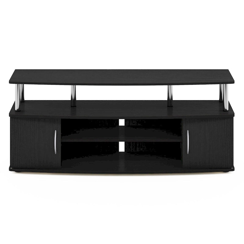 Mobile TV grande in Rovere Francese Grigio con ripiani aperti e ante, adatto a TV fino a 55"