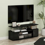 Mobile TV grande in Rovere Francese Grigio con ripiani aperti e ante, adatto a TV fino a 55"