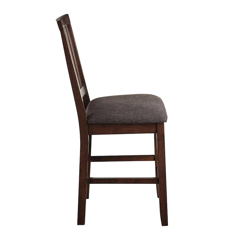 Set da pranzo altezza bancone in espresso, schienale a doghe, 6 posti