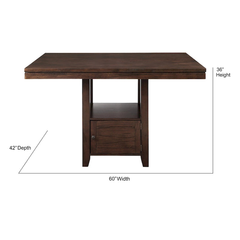 Set da pranzo altezza bancone in espresso, schienale a doghe, 6 posti