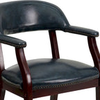 Sedia da capitano tradizionale nera/blu/marrone, con borchie, sedile singolo