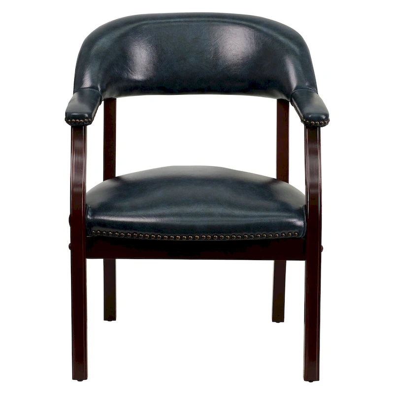 Sedia da capitano tradizionale nera/blu/marrone, con borchie, sedile singolo