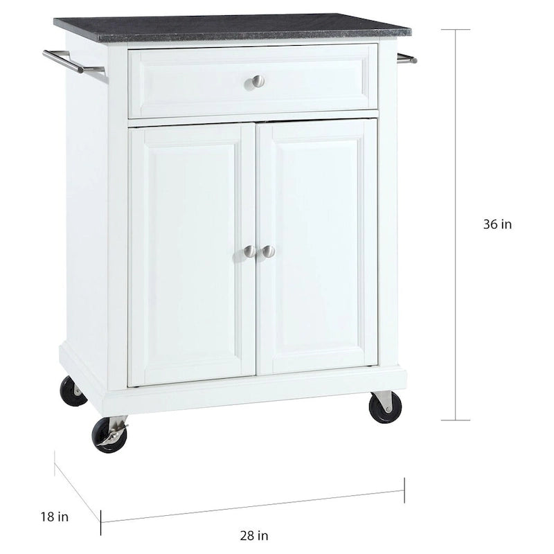 Carrello da Cucina Bianco con Piano in Legno, Utente Singolo