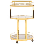 Carrello da bar rotondo a 3 livelli in oro/canna di fucile con portabottiglie, 1 persona