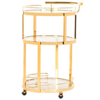 Carrello da bar rotondo a 3 livelli in oro/canna di fucile con portabottiglie, 1 persona
