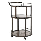 Carrello da bar rotondo a 3 livelli in oro/canna di fucile con portabottiglie, 1 persona