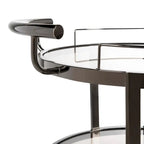 Carrello da bar rotondo a 3 livelli in oro/canna di fucile con portabottiglie, 1 persona