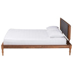 Letto a piattaforma Mid-Century grigio scuro e marrone noce (matrimoniale alla francese/queen/king)