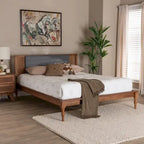 Letto a piattaforma Mid-Century grigio scuro e marrone noce (matrimoniale alla francese/queen/king)