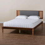 Letto a piattaforma Mid-Century grigio scuro e marrone noce (matrimoniale alla francese/queen/king)