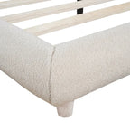 Letto imbottito con piattaforma a dimensione piena, beige/grigio, testiera curva, per 1-2 persone