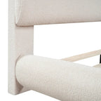 Letto imbottito con piattaforma a dimensione piena, beige/grigio, testiera curva, per 1-2 persone