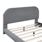Letto imbottito con piattaforma a dimensione piena, beige/grigio, testiera curva, per 1-2 persone