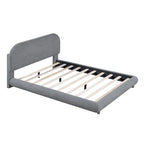 Letto imbottito con piattaforma a dimensione piena, beige/grigio, testiera curva, per 1-2 persone