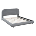 Letto imbottito con piattaforma a dimensione piena, beige/grigio, testiera curva, per 1-2 persone