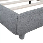Letto imbottito con piattaforma a dimensione piena, beige/grigio, testiera curva, per 1-2 persone