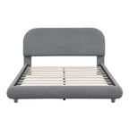 Letto imbottito con piattaforma a dimensione piena, beige/grigio, testiera curva, per 1-2 persone