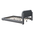 Letto imbottito con piattaforma a dimensione piena, beige/grigio, testiera curva, per 1-2 persone